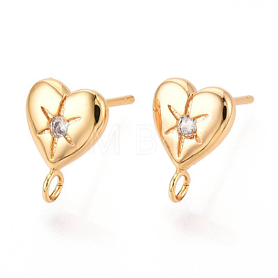 Brass Micro Pave Clear Cubic Zirconia Stud Earring Findings MAK-T011-11G-01-1