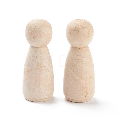 (Defective Closeout Sale for Wood Grains & Crackle)Unfinished Wood Female Peg Dolls People Bodies WOOD-XCP0001-67B-1