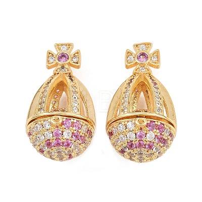 Brass Micro Pave Cubic Zirconia Locket Pendants KK-H538-02G-1