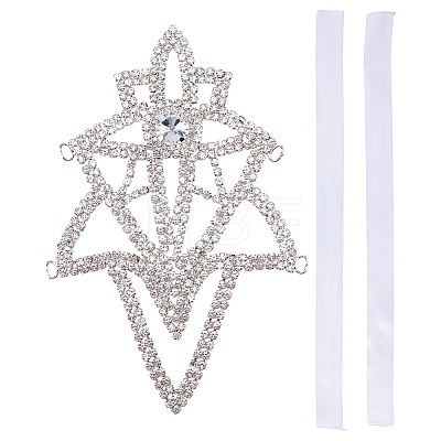 Brass & Polyester & Rhinestone Flower Bouquet Ribbon DIY-FG0010-31-1