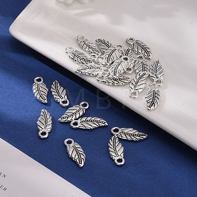 Antique Silver Tibetan Silver Leaf Pendants X-LF0225Y-1