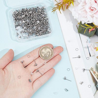 150Pcs 202 Stainless Steel Ball Stud Earring Findings STAS-SP0001-52B-P-1