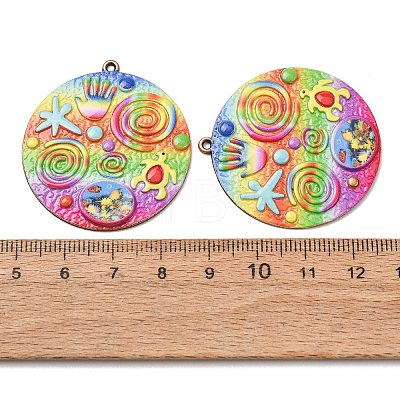 Rainbow Color Printed Iron Pendants RN-CBA3547-01B-1