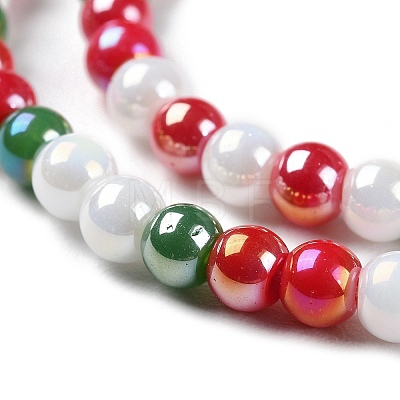 Christmas Theme Opaque Electroplate Glass Beads Strands X-GLAA-P056-4mm-A02-1