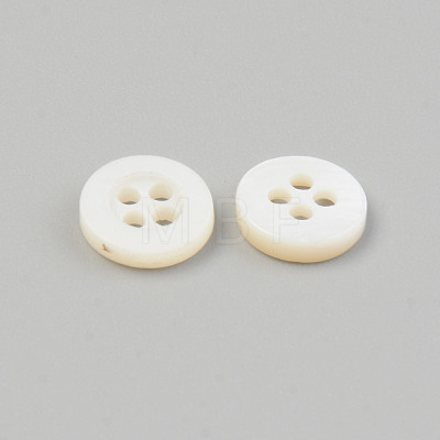 Natural 4-Hole Freshwater Shell Buttons BUTT-T011-01C-1