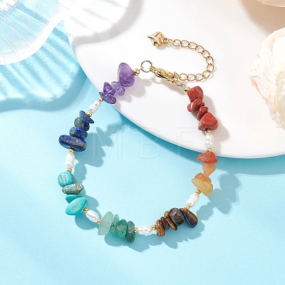 Natural & Synthetic Mixed Gemstone Chips Beaded Bracelets for Women BJEW-JB13219-02-1
