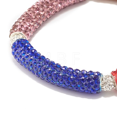 Bling Polymer Clay Rhinestone Curved Tube Beads Stretch Bracelet for Women BJEW-JB07490-05-1
