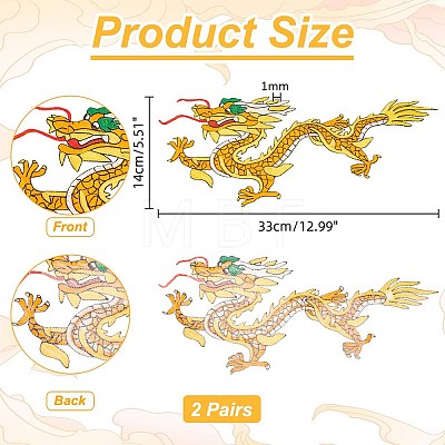 Chinese Style Dragon Computerized Embroidery Cloth Iron on/Sew on Patches PATC-WH0007-49B-1