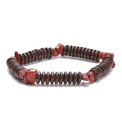 Natural Gemstone & Coconut Beaded Stretch Bracelet for Women BJEW-JB08407-1