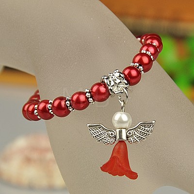 Lovely Wedding Dress Angel Bracelets for Kids BJEW-JB00727-17-1