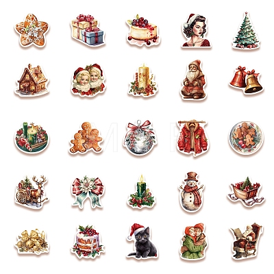 50Pcs/set Christmas PVC Self-Adhesive Stickers PW-WGE1BF0-01-1