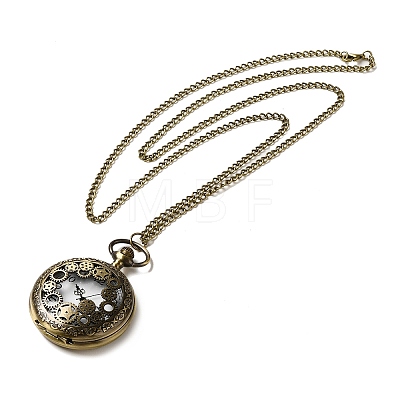 Alloy Glass Pendant Pocket Necklace WACH-S002-10AB-1