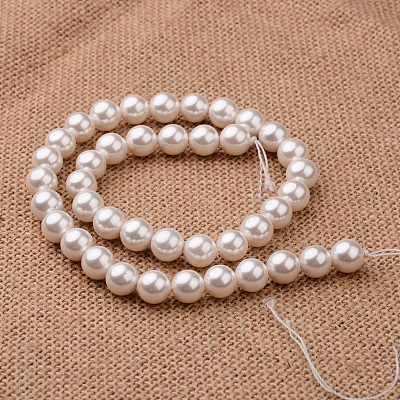 Polished Round Grade A Shell Pearl Bead Strands BSHE-M027-6mm-28-1