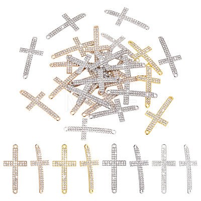 40Pcs 4 Colors Religion Alloy Crystal Rhinestone Connector Charms FIND-PH0038-10-1