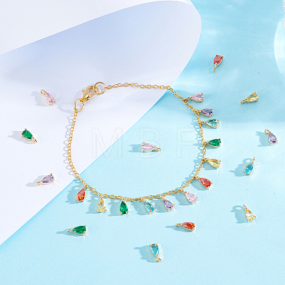 24Pcs 6 Colors  Golden Brass Micro Pave Cubic Zirconia Charms KK-GA0001-68-1