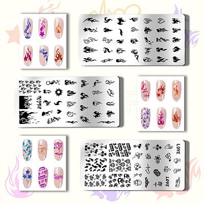 Stainless Steel DIY Nail Art Templates MRMJ-WH0092-009-1