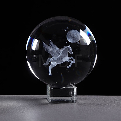 Inner Carving Glass Crystal Ball Diaplay Decoration PW-WGE79FB-05-1