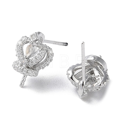 Rhodium Plated 925 Sterling Silver Stud Earring Findings STER-M115-14P-1