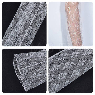 CRASPIRE 2 Pairs 2 Style Elegant Flower Pattern Polyester Lace Arm Sleeves AJEW-CP0001-43-1