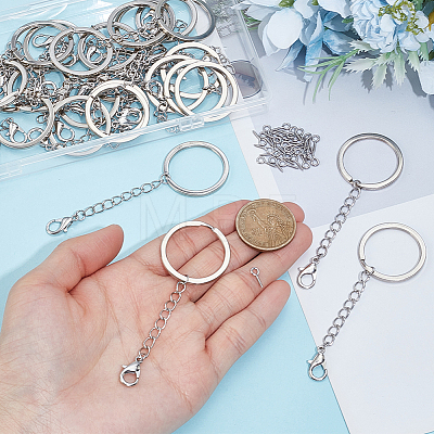 30Pcs 304 Stainless Steel Keychains KEYC-BBC0001-23-1