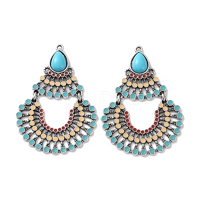 Bohemia Tibetan Style Alloy & Enamel & Synthetic Turquoise Big Pendants FIND-T074-08AS-1