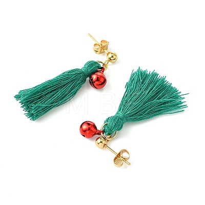 Christmas Tree Tassel Dangle Earrings EJEW-JE06105-1