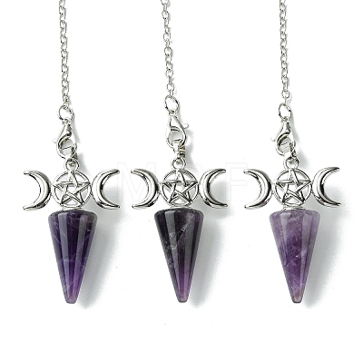 Natural Amethyst Cone Dowsing Pendulum Big Pendants G-C114-01P-17-1