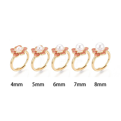 Flower Brass Enamel Adjustable Rings Setting KK-T079-17G-1