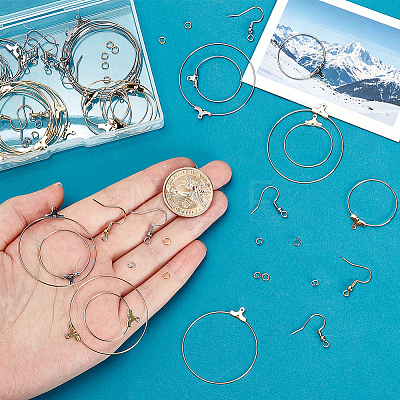 140Pcs 8 Styles 304 Stainless Steel Earring Hooks & Open Jump Rings Finding Kits STAS-PH0007-61-1