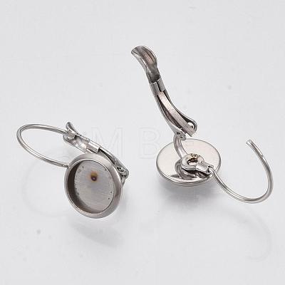 Flat Round Tray Smooth Surface 304 Stainless Steel Leverback Earring Findings STAS-R065-64-1