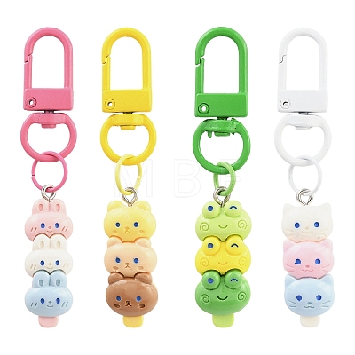 5Pcs Rabbit Resin Pendant Decorations HJEW-YW00193-01-1