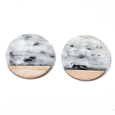 Transparent Resin & Walnut Wood Pendants RESI-T035-25-A01-1