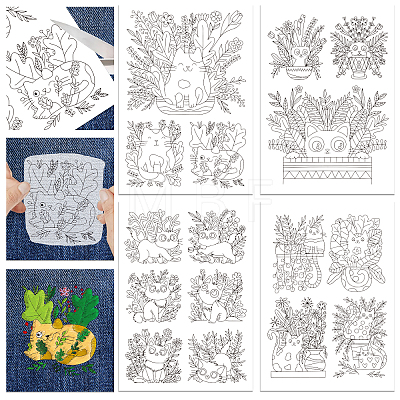 4 Sheets 11.6x8.2 Inch Stick and Stitch Embroidery Patterns DIY-WH0455-037-1