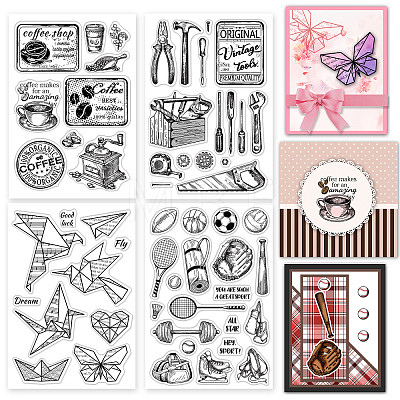 4 Sheets 4 Styles PVC Plastic Stamps DIY-CP0007-06D-1