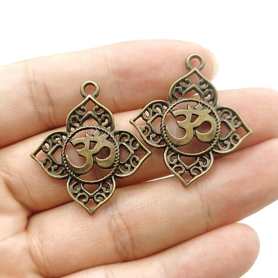 Tibetan Style Vintage Zinc Alloy Hollow Yoga Logo Pendants PW-WG9B9DC-02-1