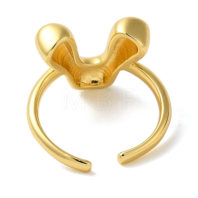 Initials Brass Open Cuff Ring for Women RJEW-N046-02V-G-1