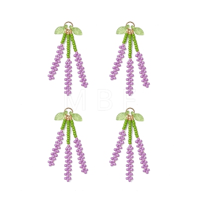 Glass Seed Beaded Lavender Pendants PALLOY-MZ01198-1