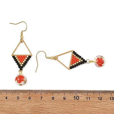 304 Stainless Steel with Cylinder Seed Beads Dangle Earrings EJEW-MZ00810-02-1