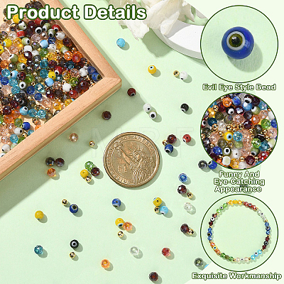 100Pcs Handmade Evil Eye Lampwork Round Bead Strands LAMP-YW0001-75-1