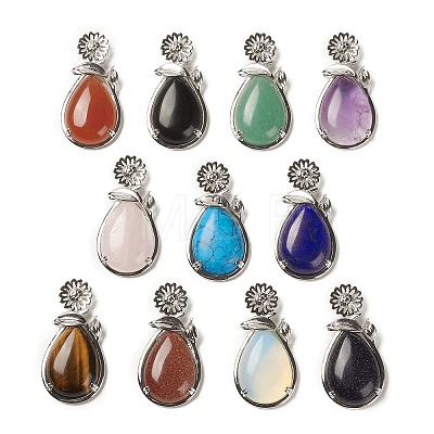 Natural & Synthetic Mixed Gemstone Pendants G-A031-02P-1