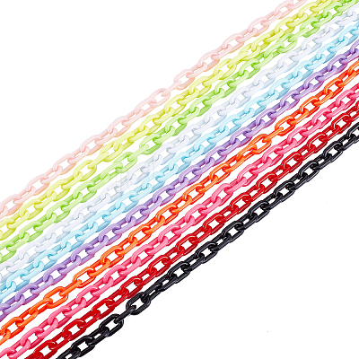   10 Strands 10 Colors Handmade Opaque Acrylic Cable Chains AJEW-PH0003-94-1