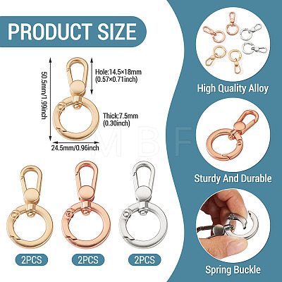 6Pcs 3 Colors Alloy Swivel Clasps FIND-TADJ0001-15-1
