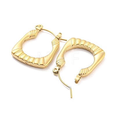 Texture Rectangle 304 Stainless Steel Hoop Earrings for Women EJEW-C067-08G-1