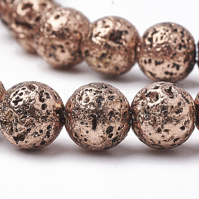 Electroplated Natural Lava Rock Beads Strands G-T098-01D-06-1