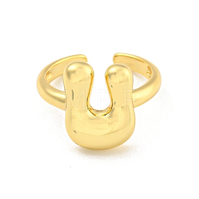 Brass Letter Open Cuff Rings for Women RJEW-G313-01U-G-1