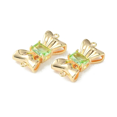 Brass Pave Cubic Zirconia Connector Charms KK-L208-01G-04-1