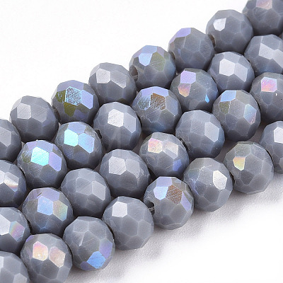 Electroplate Opaque Solid Color Glass Beads Strands EGLA-A034-P6mm-L23-1