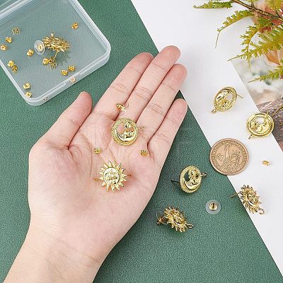  4 Pairs 2 Style Brass Stud Earring Findings KK-NB0002-50-1