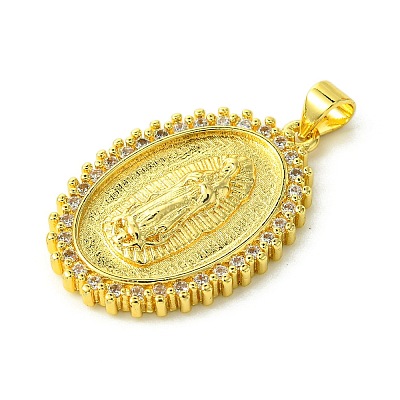 Brass Micro Pave Clear Cubic Zirconia Pendants KK-H472-45G-1