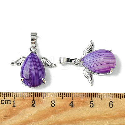 Dyed Natural Purple Banded Agate Pendants G-C114-05P-08-1